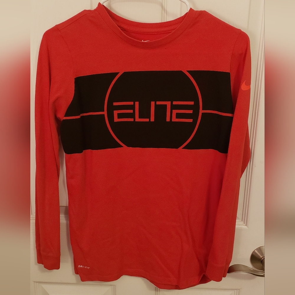 Long Sleeve Red & Black Nike Elite T-Shirt, Youth XL, Used - Good Condition